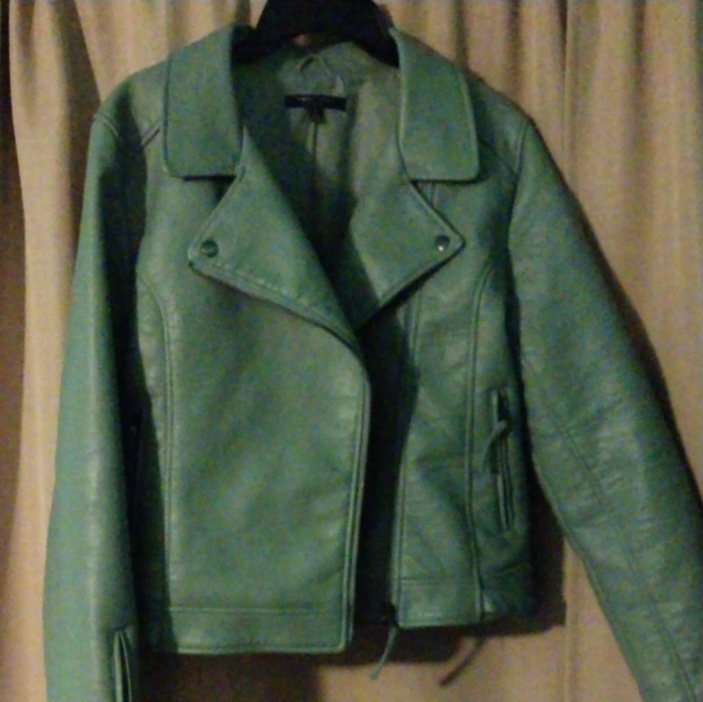 Blue,green,grey ish leather jacket